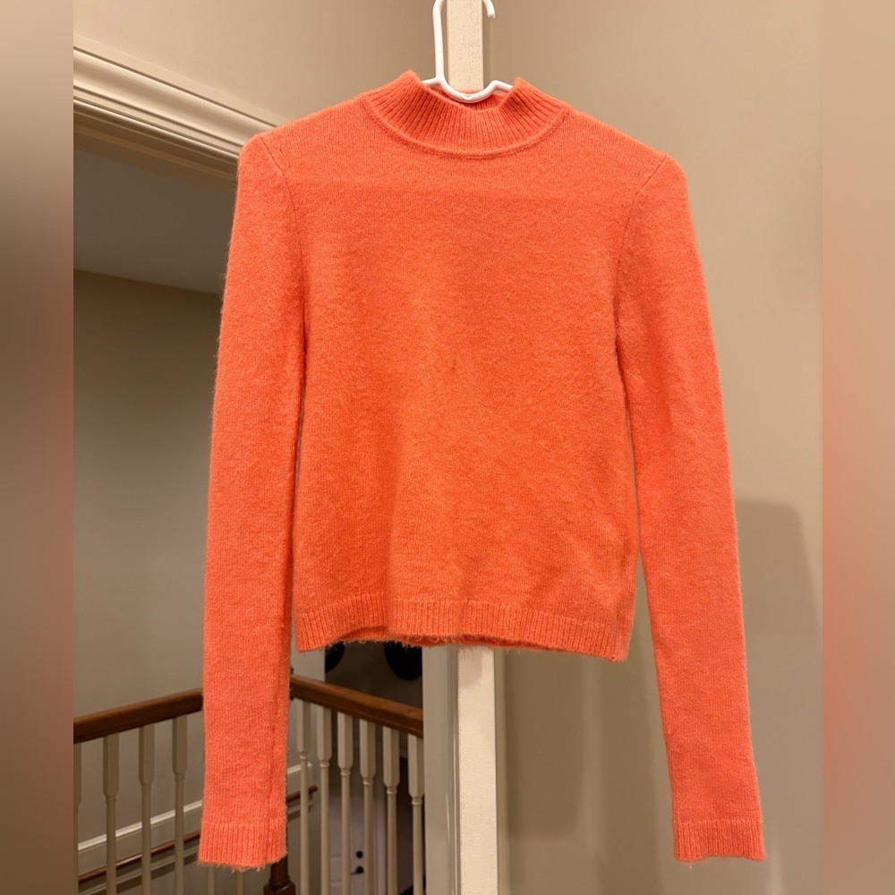INTERMIX Vibrant Coral Turtleneck Sweater